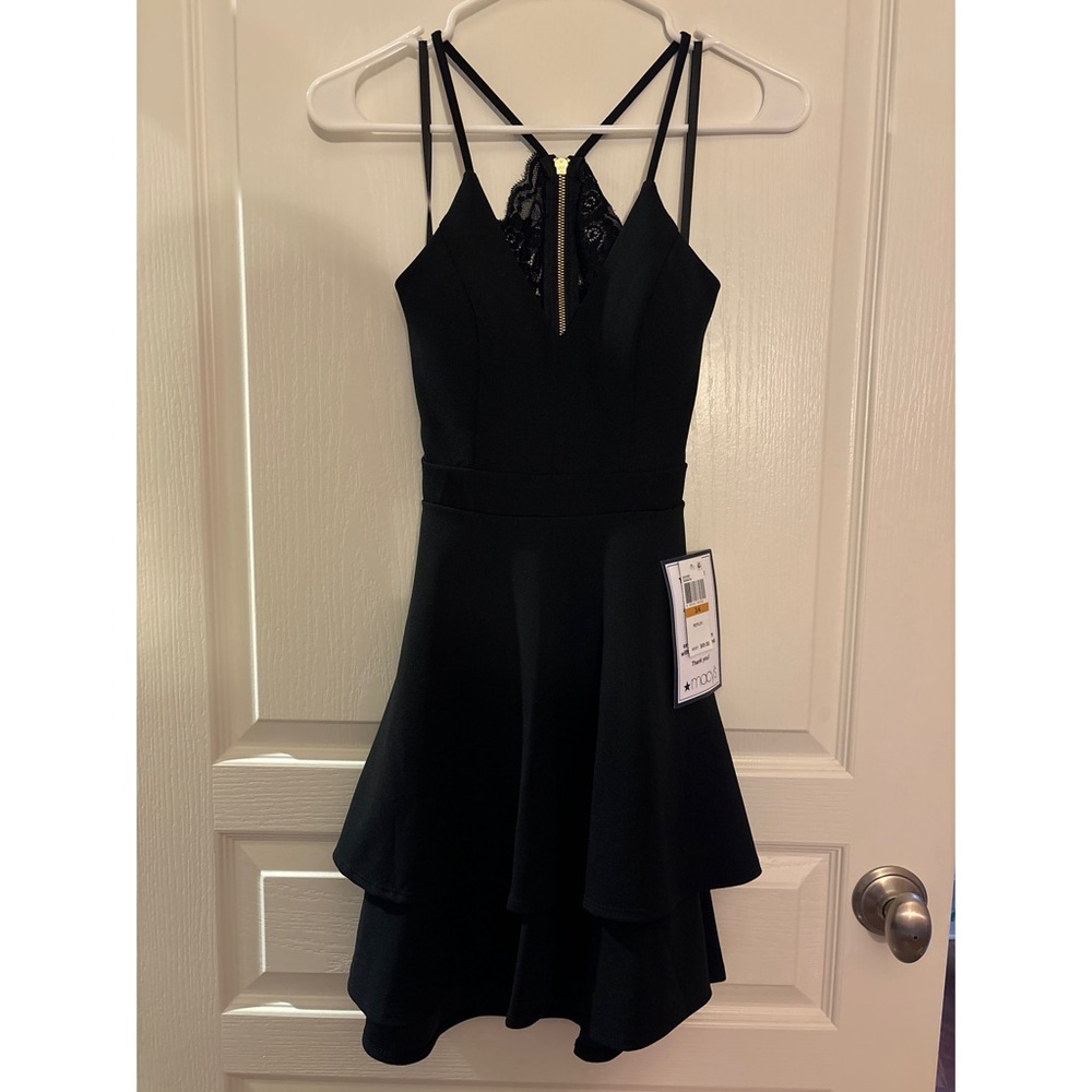 Black Lace-Back Fit and Flare Dress (Size 3/4)